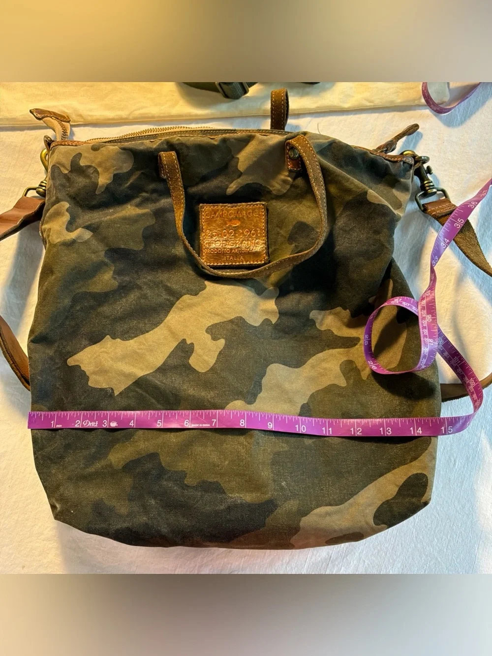 CAMPOMAGGI Teodorano Canvas Camoflage Shoulder Bag Purse ITALIA